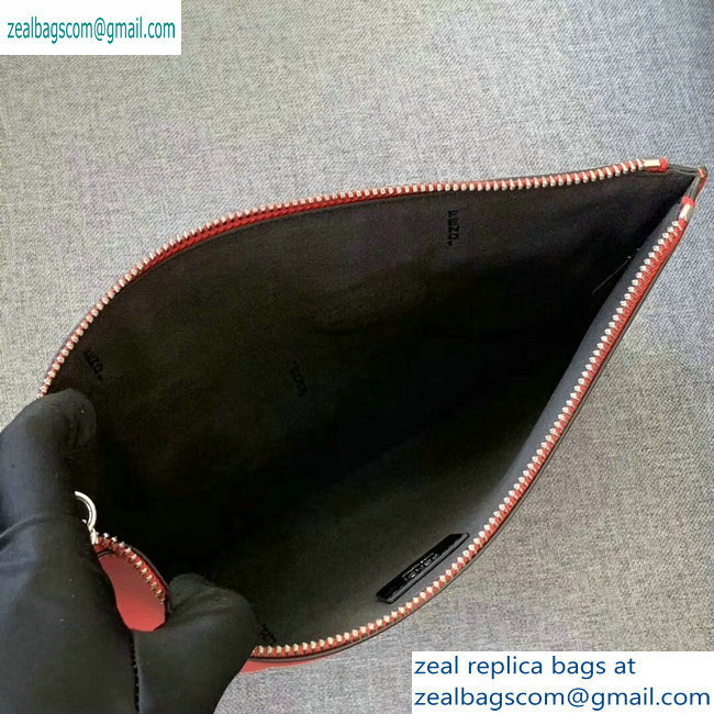 Fendi Bag Bugs Slim Pouch Clutch Bag Red