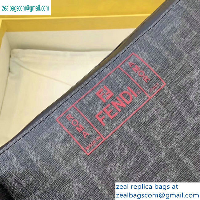 Fendi FF Logo Fabric Medium Slim Pouch Bag Black/Red Piping 2019 - Click Image to Close