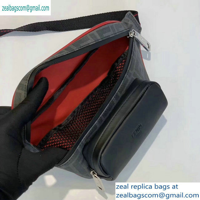 Fendi FF Logo Fabric Small Belt Bag Black/Red Piping 2019