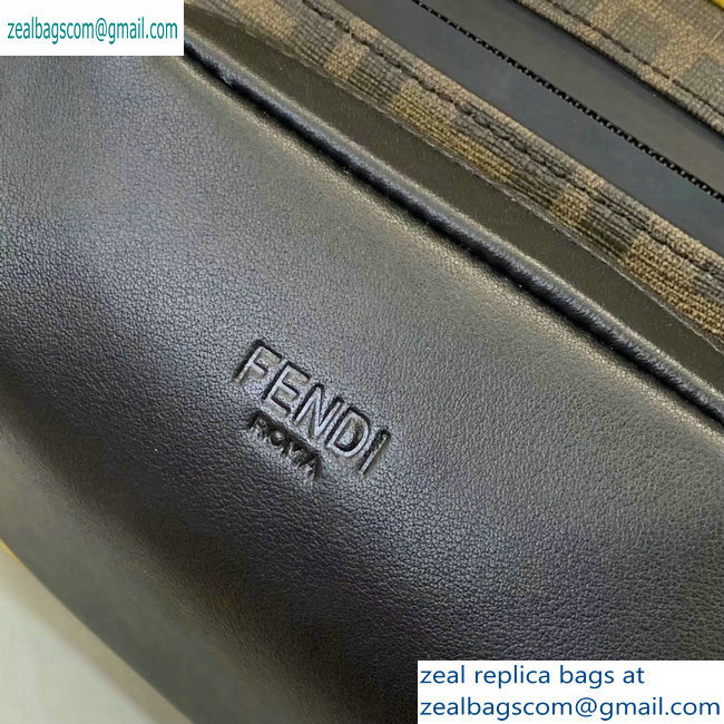 Fendi FF Logo Fabric Small Belt Bag Brown/Yellow Piping 2019 - Click Image to Close