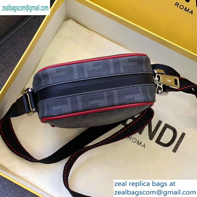 Fendi FF Logo Fabric Small Messenger Cross-body Bag Black/Red Piping 2019
