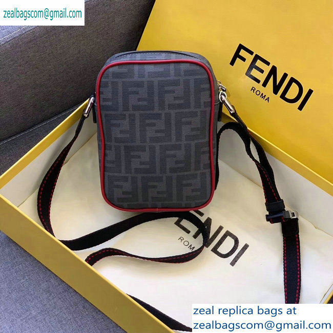 Fendi FF Logo Fabric Small Messenger Cross-body Bag Black/Red Piping 2019 - Click Image to Close