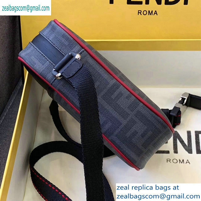 Fendi FF Logo Fabric Small Messenger Cross-body Bag Black/Red Piping 2019 - Click Image to Close