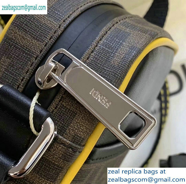 Fendi FF Logo Fabric Small Messenger Cross-body Bag Brown/Yellow Piping 2019 - Click Image to Close