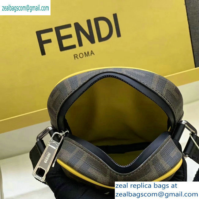 Fendi FF Logo Fabric Small Messenger Cross-body Bag Brown/Yellow Piping 2019