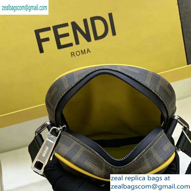 Fendi FF Logo Fabric Small Messenger Cross-body Bag Brown/Yellow Piping 2019 - Click Image to Close