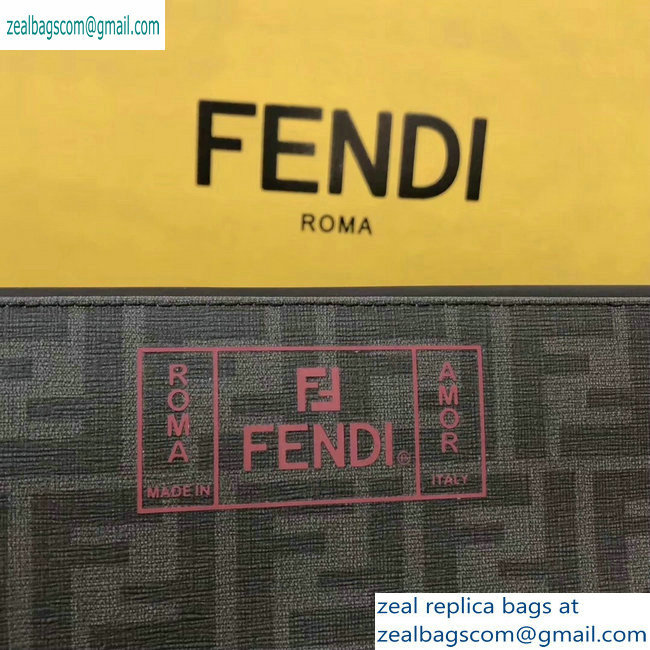 Fendi FF Logo Fabric Zippered Pochette Pouch Bag Black/Red Piping 2019