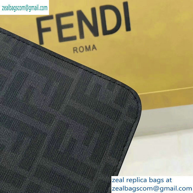 Fendi FF Logo Fabric Zippered Pochette Pouch Bag Black/Red Piping 2019 - Click Image to Close