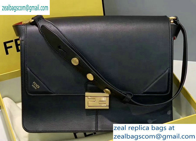 Fendi Leather Kan U Large Bag Black 2019 - Click Image to Close