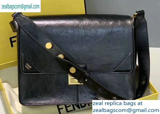 Fendi Leather Kan U Large Bag Glossy Black 2019