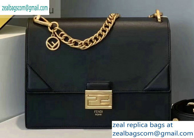 Fendi Leather Kan U Medium Bag Black 2019