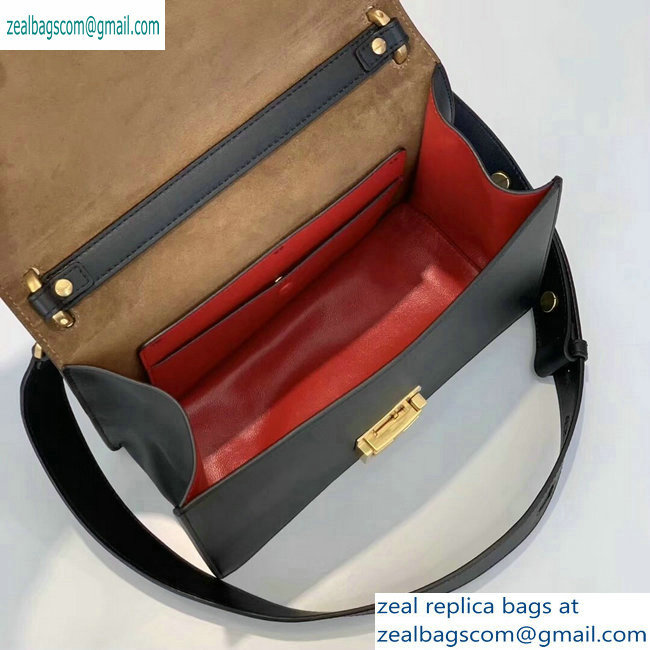 Fendi Leather Kan U Medium Bag Black 2019