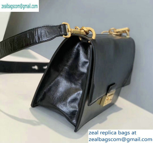 Fendi Leather Kan U Medium Bag Glossy Black 2019