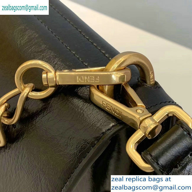 Fendi Leather Kan U Medium Bag Glossy Black 2019