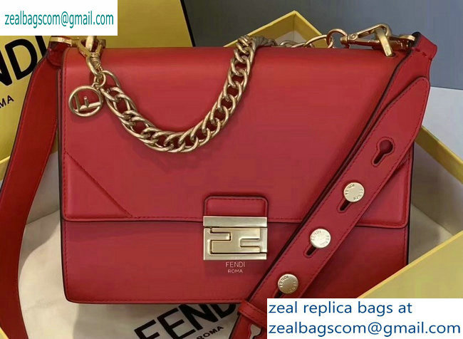 Fendi Leather Kan U Medium Bag Red 2019