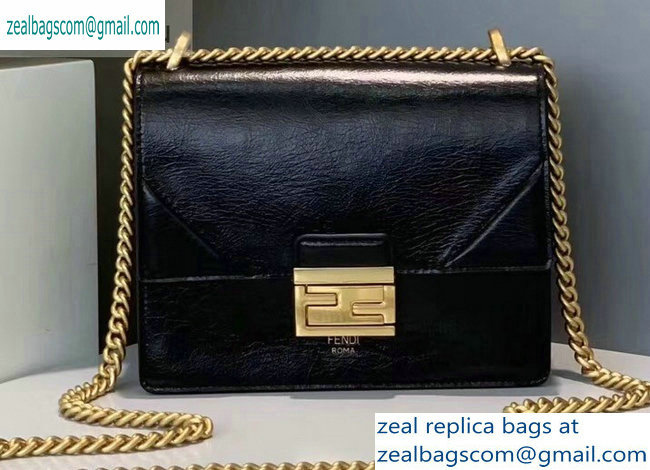 Fendi Leather Kan U Mini Bag Glossy Black 2019