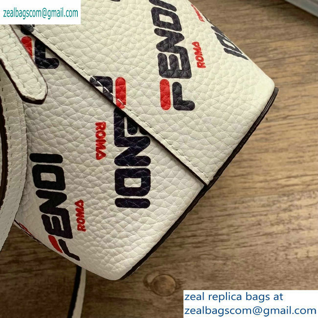 Fendi Mania Logo Mon Tresor Bucket Bag White/Red/Blue 2019