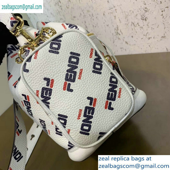 Fendi Mania Logo Zippered Mon Tresor Bucket Bag White/Red/Blue 2019
