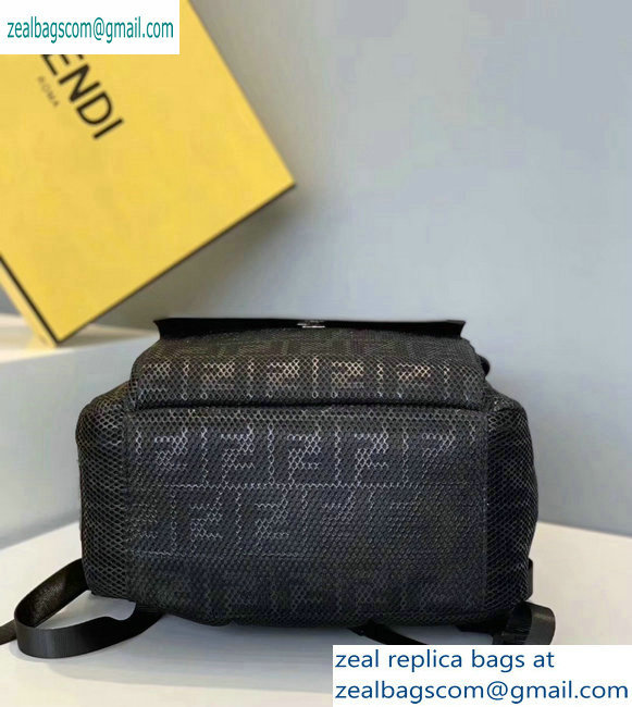 Fendi Mesh Fabric FF Motif Wide-design Backpack Bag Black 2019 - Click Image to Close