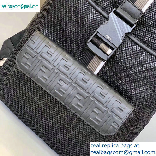 Fendi Mesh Fabric FF Motif Wide-design Backpack Bag Black 2019 - Click Image to Close