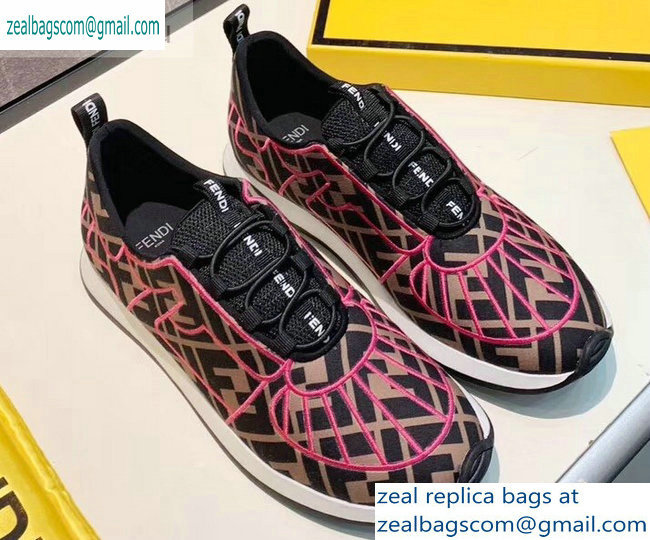 Fendi Multicolor Lycra FFreedom Slip-on Sneakers Brown/Fuchsia 2019