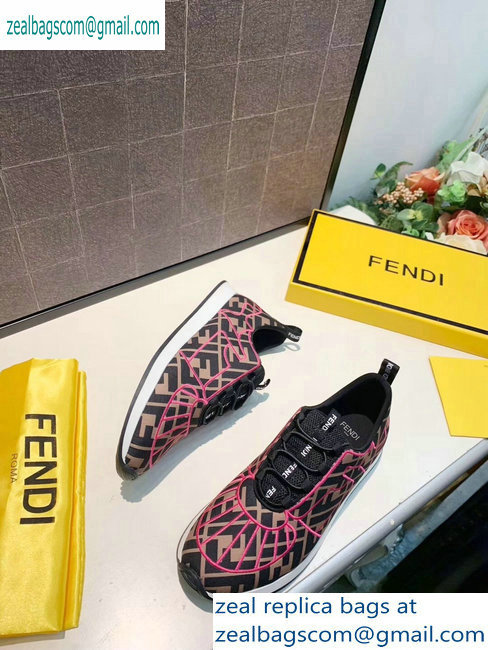 Fendi Multicolor Lycra FFreedom Slip-on Sneakers Brown/Fuchsia 2019