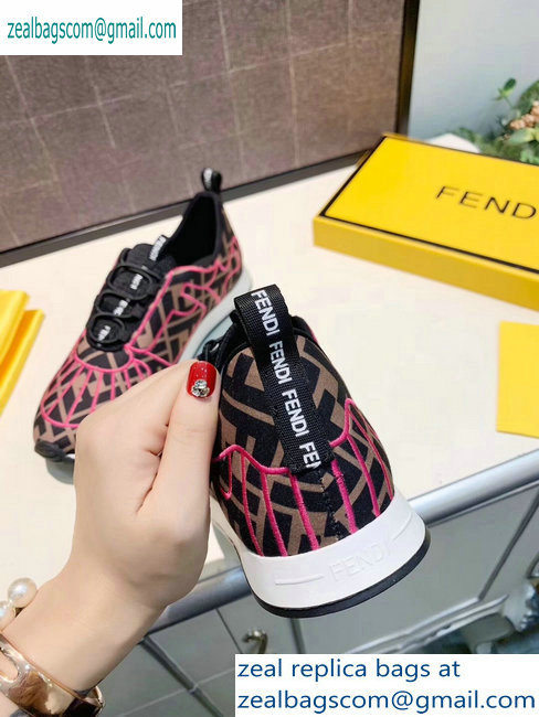 Fendi Multicolor Lycra FFreedom Slip-on Sneakers Brown/Fuchsia 2019