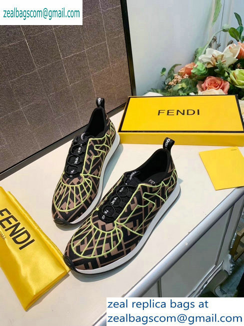 Fendi Multicolor Lycra FFreedom Slip-on Sneakers Brown/Green 2019 - Click Image to Close