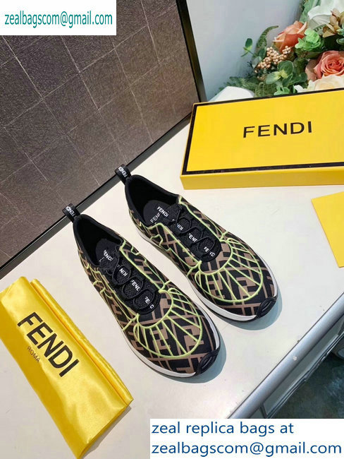 Fendi Multicolor Lycra FFreedom Slip-on Sneakers Brown/Green 2019