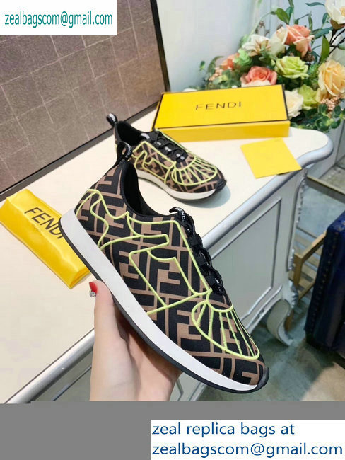 Fendi Multicolor Lycra FFreedom Slip-on Sneakers Brown/Green 2019