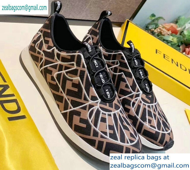 Fendi Multicolor Lycra FFreedom Slip-on Sneakers Brown/White 2019 - Click Image to Close