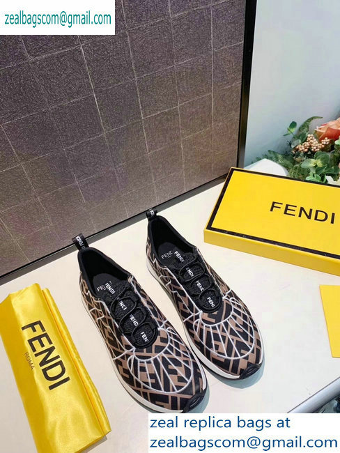Fendi Multicolor Lycra FFreedom Slip-on Sneakers Brown/White 2019