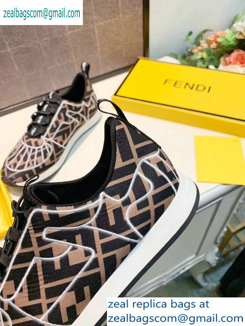 Fendi Multicolor Lycra FFreedom Slip-on Sneakers Brown/White 2019