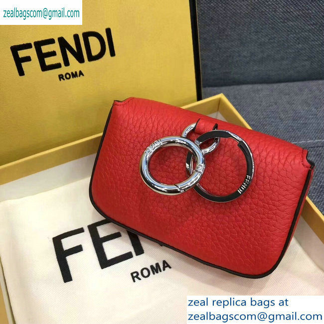 Fendi Roma Amor Leather Micro Baguette Bag Charm Red 2019