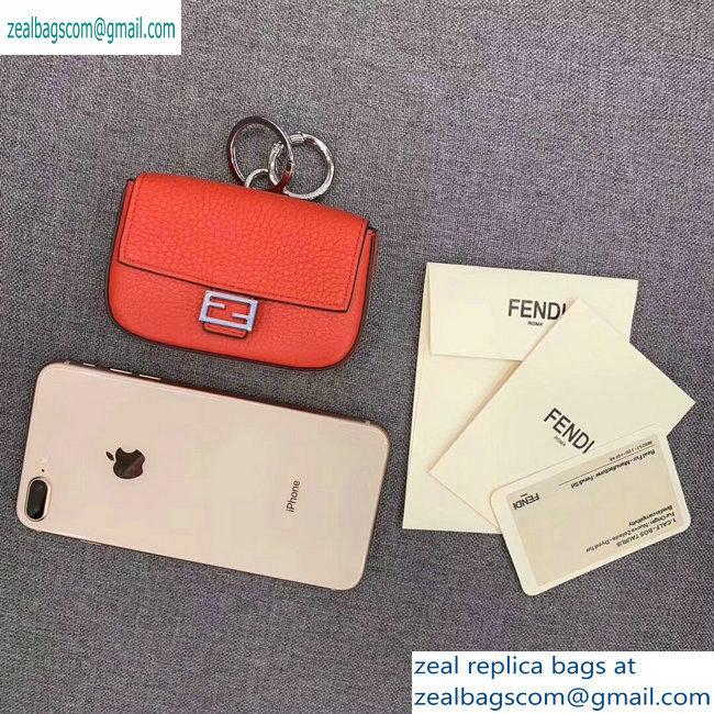 Fendi Roma Amor Leather Micro Baguette Bag Charm Red 2019