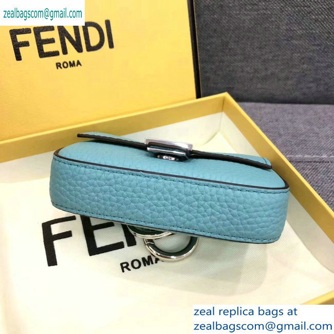 Fendi Roma Amor Leather Micro Baguette Bag Charm Sky Blue 2019