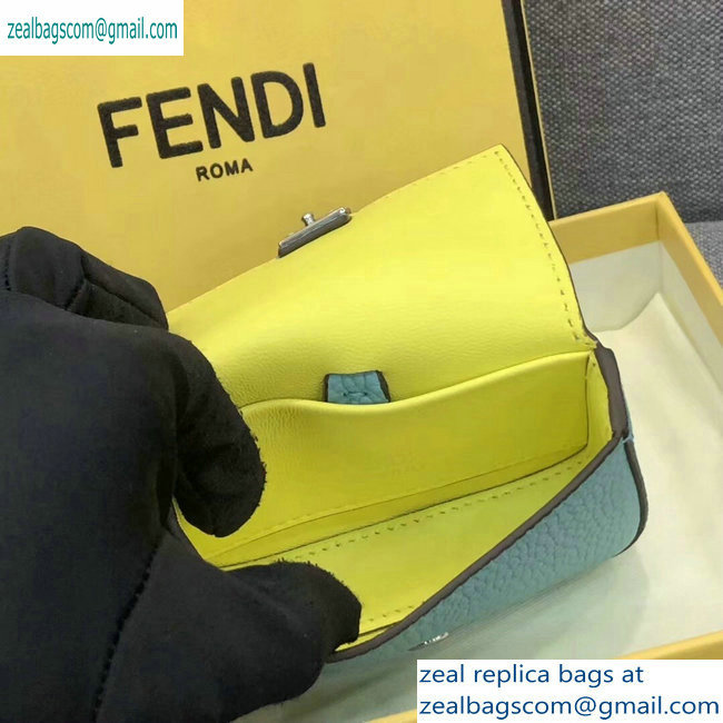 Fendi Roma Amor Leather Micro Baguette Bag Charm Sky Blue 2019