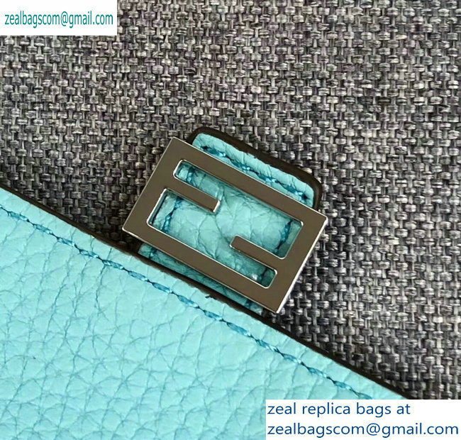 Fendi Roma Amor Leather Micro Baguette Bag Charm Sky Blue 2019