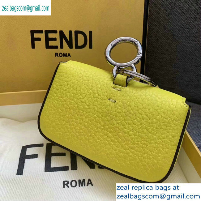 Fendi Roma Amor Leather Micro Baguette Bag Charm Yellow 2019