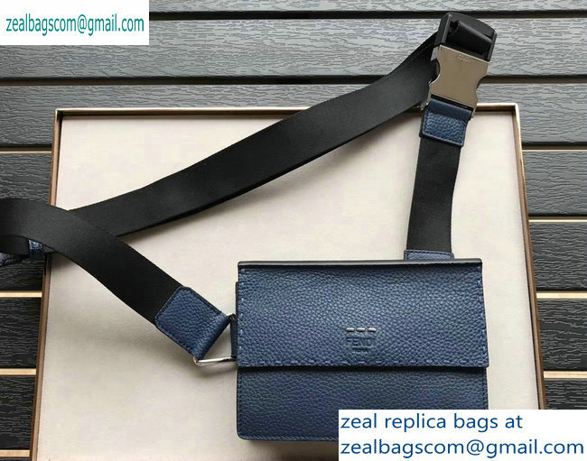 Fendi Roma Leather Messenger Bag Blue 2019 - Click Image to Close