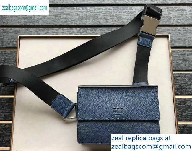 Fendi Roma Leather Messenger Bag Blue 2019