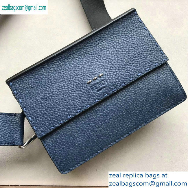 Fendi Roma Leather Messenger Bag Blue 2019