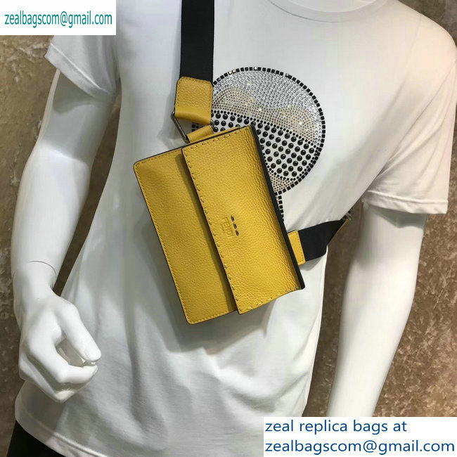 Fendi Roma Leather Messenger Bag Yellow 2019