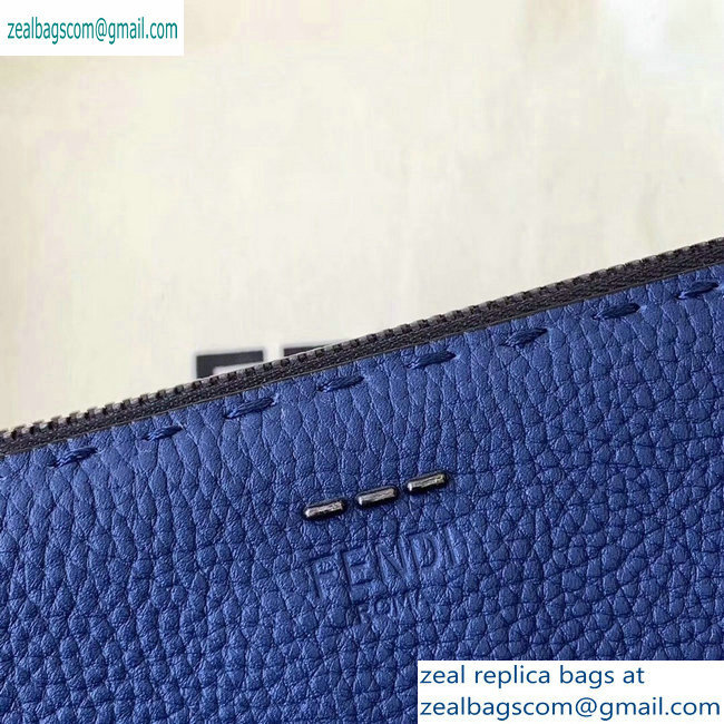 Fendi Roman Leather Pouch Clutch Bag Blue