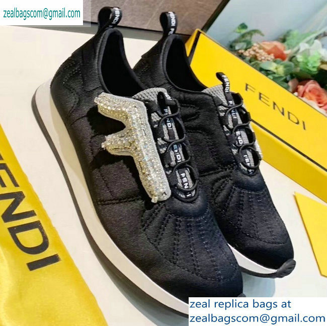 Fendi Satin FFreedom Slip-on Sneakers Black 2019