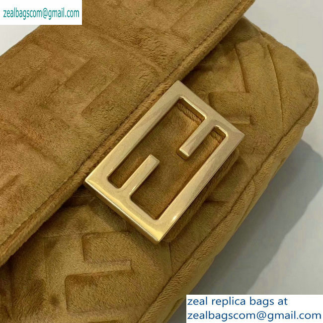 Fendi Velvet Embossed FF Motif Baguette Belt Bag Brown 2019