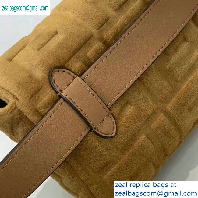 Fendi Velvet Embossed FF Motif Baguette Belt Bag Brown 2019