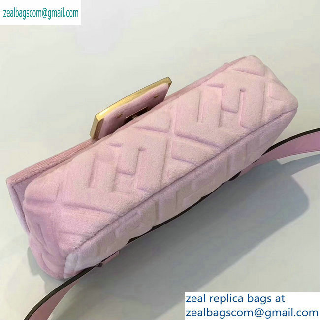 Fendi Velvet Embossed FF Motif Baguette Belt Bag Pink 2019