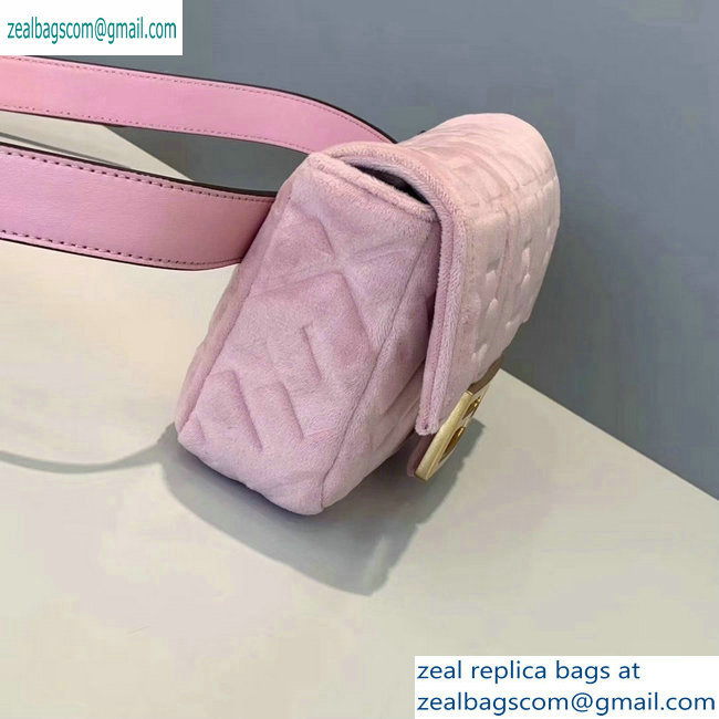 Fendi Velvet Embossed FF Motif Baguette Belt Bag Pink 2019 - Click Image to Close