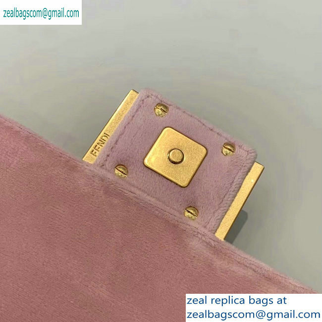 Fendi Velvet Embossed FF Motif Baguette Belt Bag Pink 2019